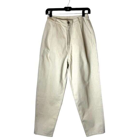 John Elliott Pants - John Elliott Pants Women 27 Beige Cotton Denim‎ Pleated Front Baggy Tapered Leg